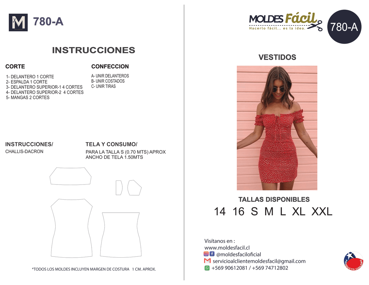 Patrón de costura Vestido — Moldes Fácil